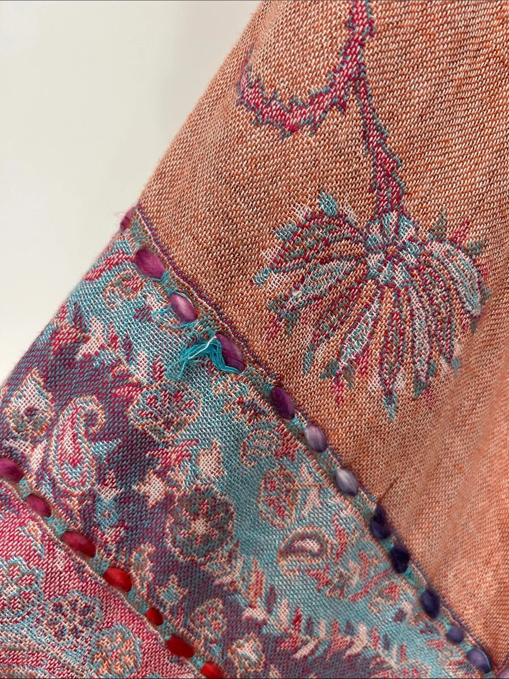 RAJ Boho Lavender & Peach Floral Embroidered Kimono duster rayon one size - Picture 13 of 13